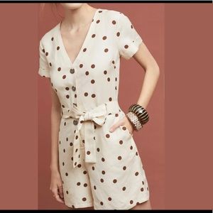Moon River 4 Anthropologie Button Down Romper SML